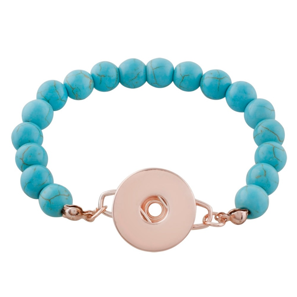 Snap Button Jewelry Turquoise Rose Gold Bracelet